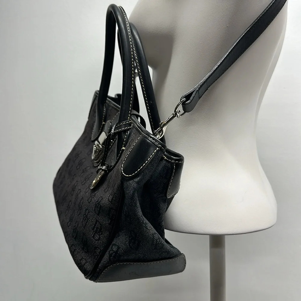 Dooney & Bourke Signature Jacquard Canvas Satchel Bag Crossbody Shoulder Strap - Picture 4 of 13